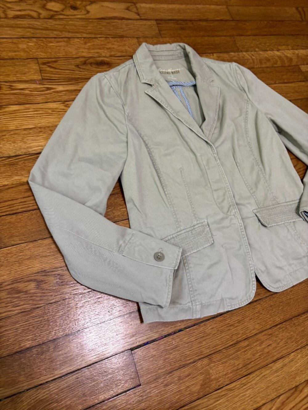 Eddie Bauer Legend Wash Womens Jacket Sz 6 Khaki 100% Cotton Twill Button Up - Picture 3 of 6